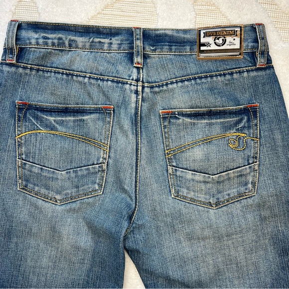 Vintage DVS Denim Mens Jeans 30 x 31 Button Up Fly Red Stitching Medium Wash - Picture 4 of 10
